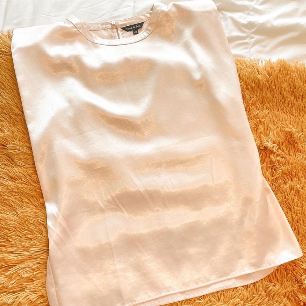 Satin shoulder pad top